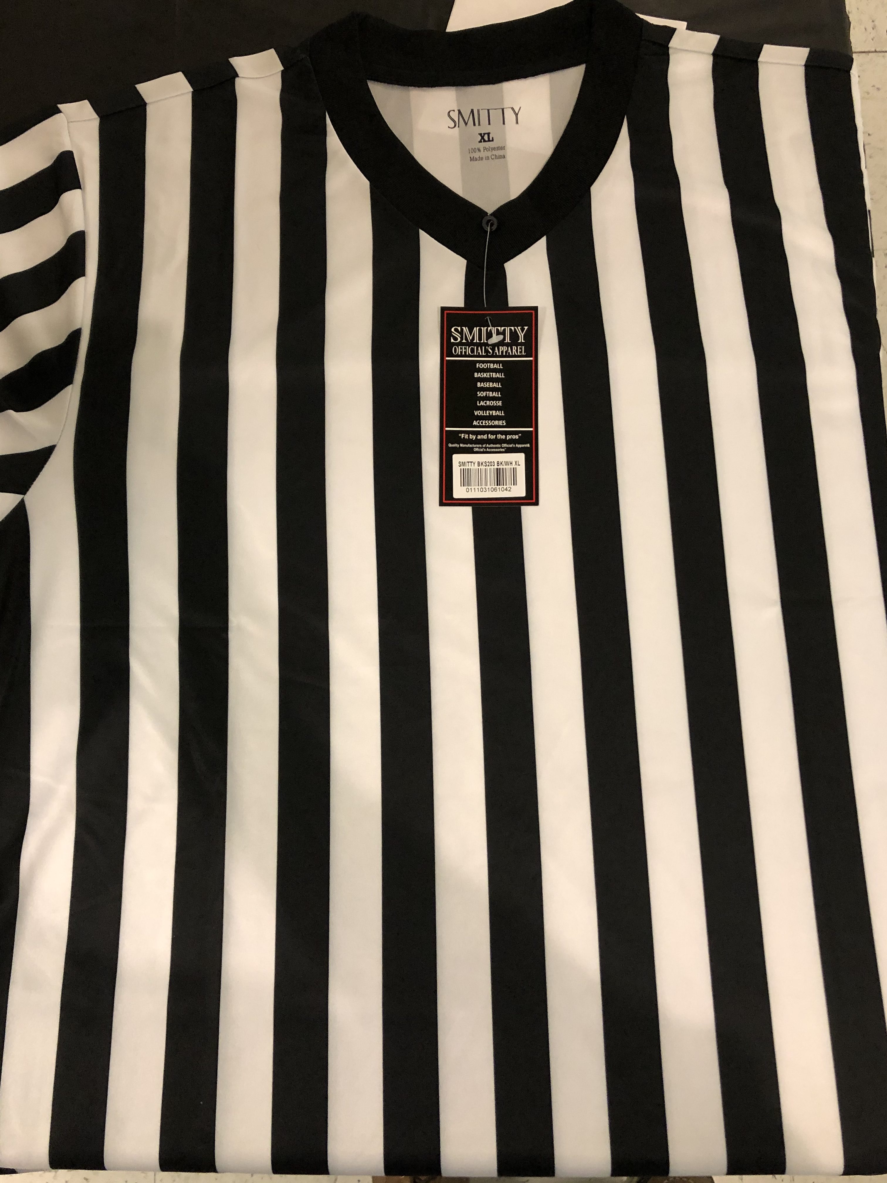 Made in The USA Smitty USA200-607 Mens Basketball V-Neck Body Flex Referee Shirt with USA Flag 